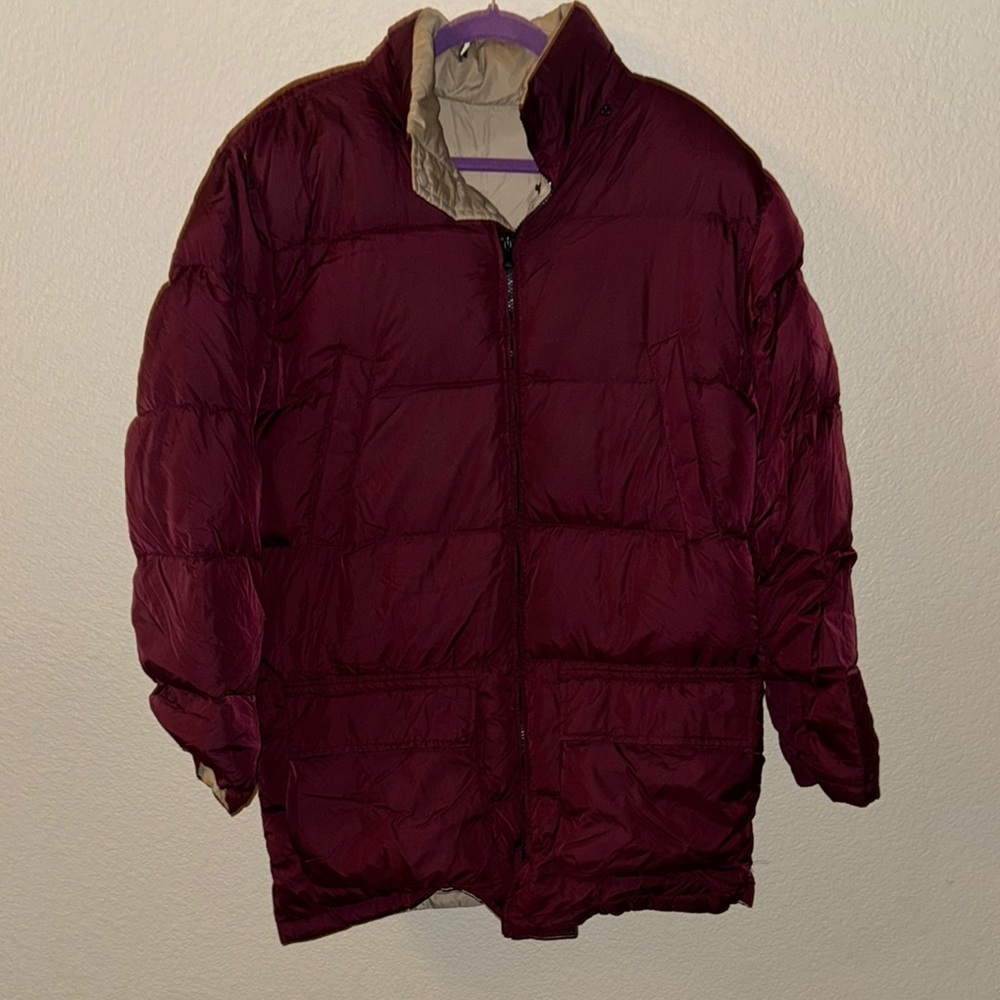 Lands' End Red Puffer Jacket with Quilted Design